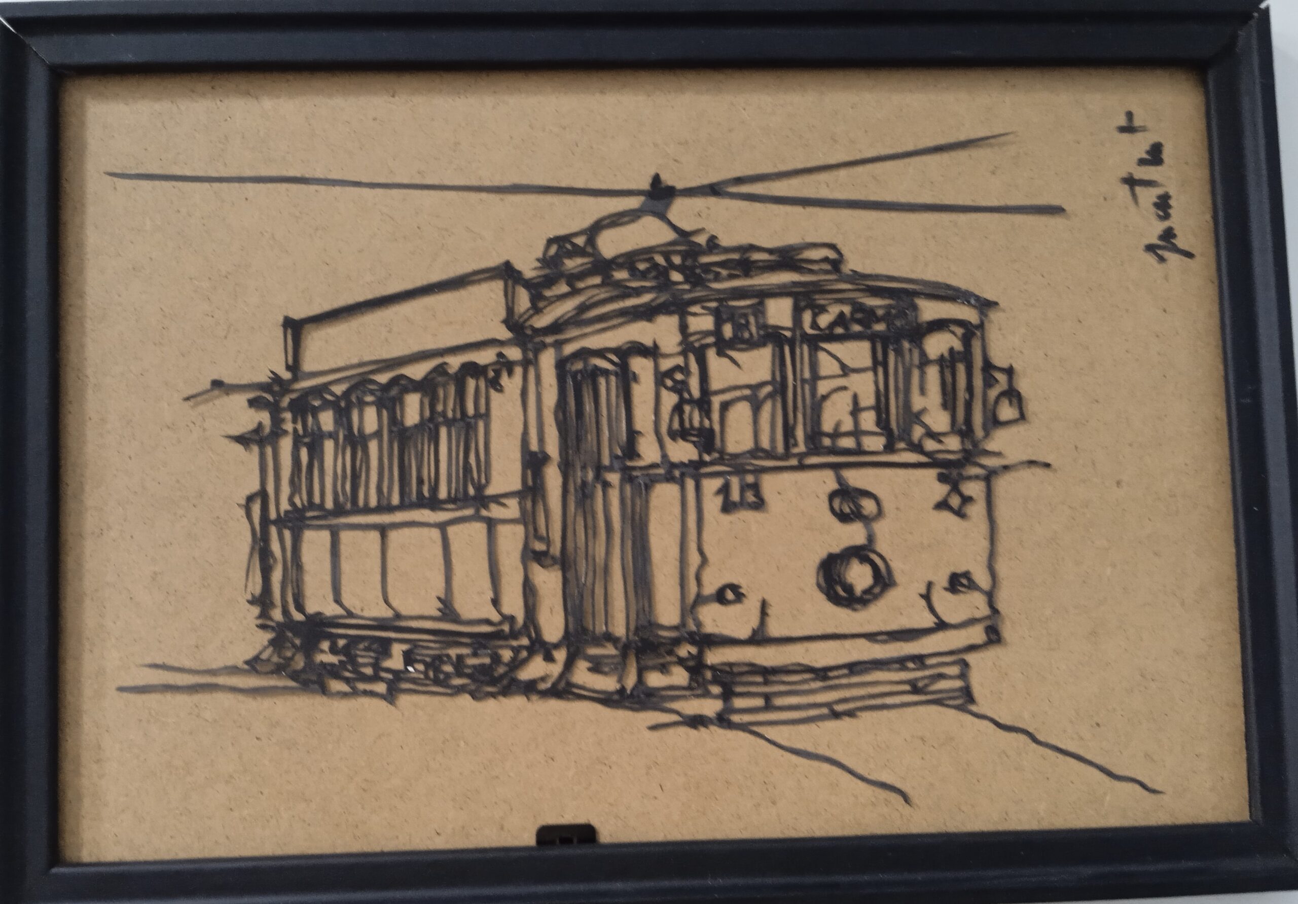 un tableau d'un tramway en papier découpé