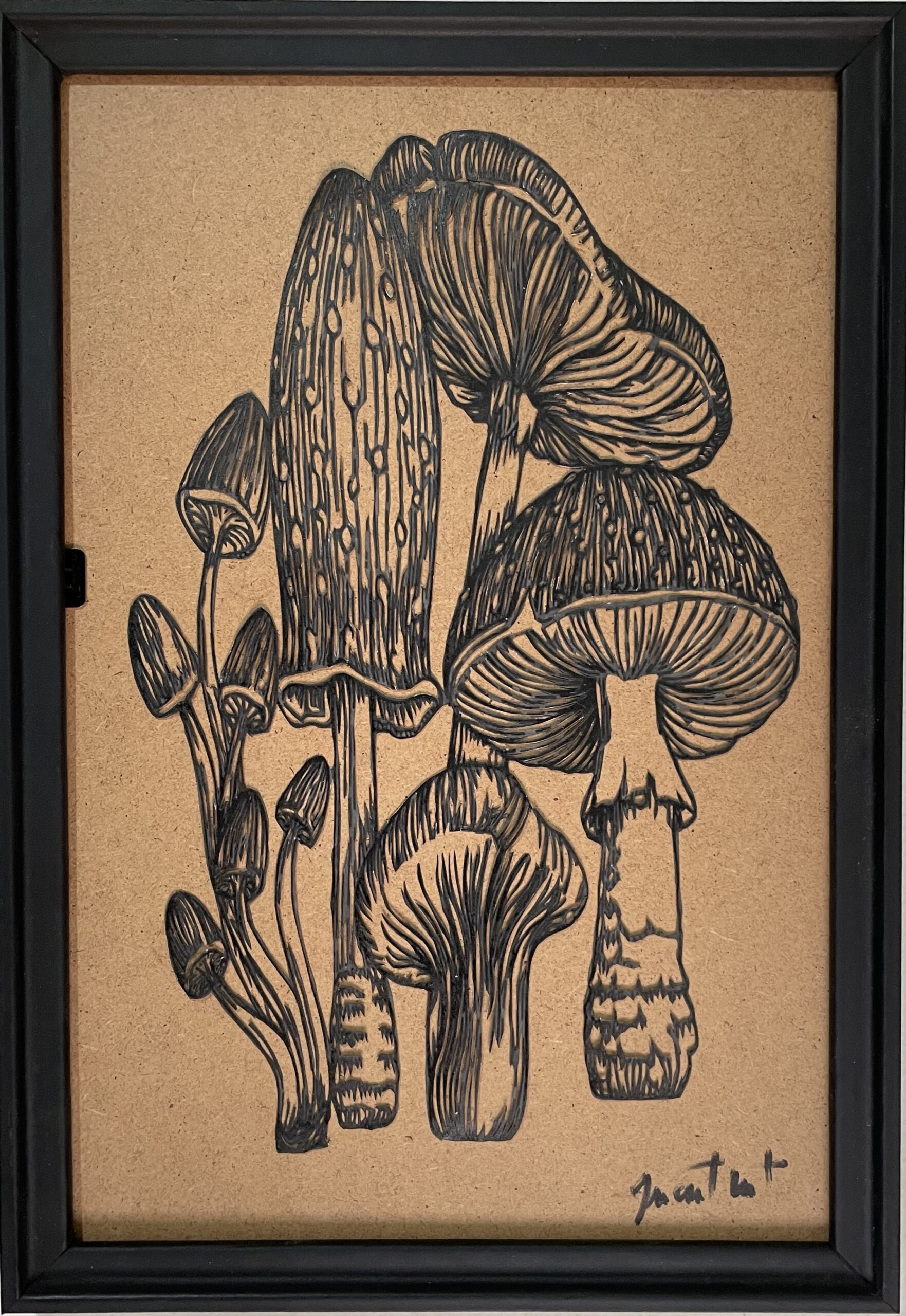 un tableau des champignons en papier découpé