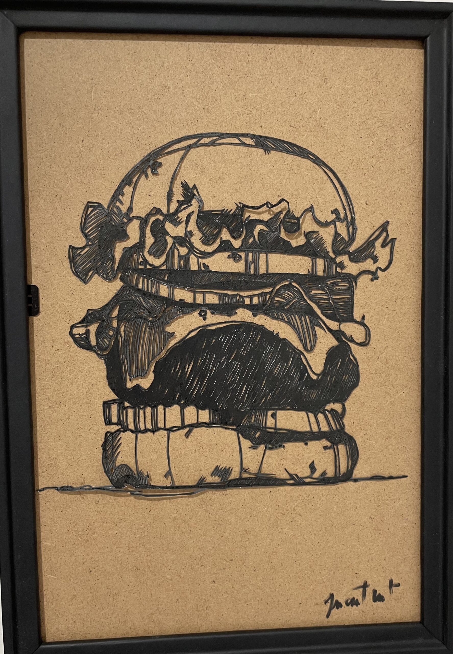 un tableau d’un BURGER d’exception en papier découpé