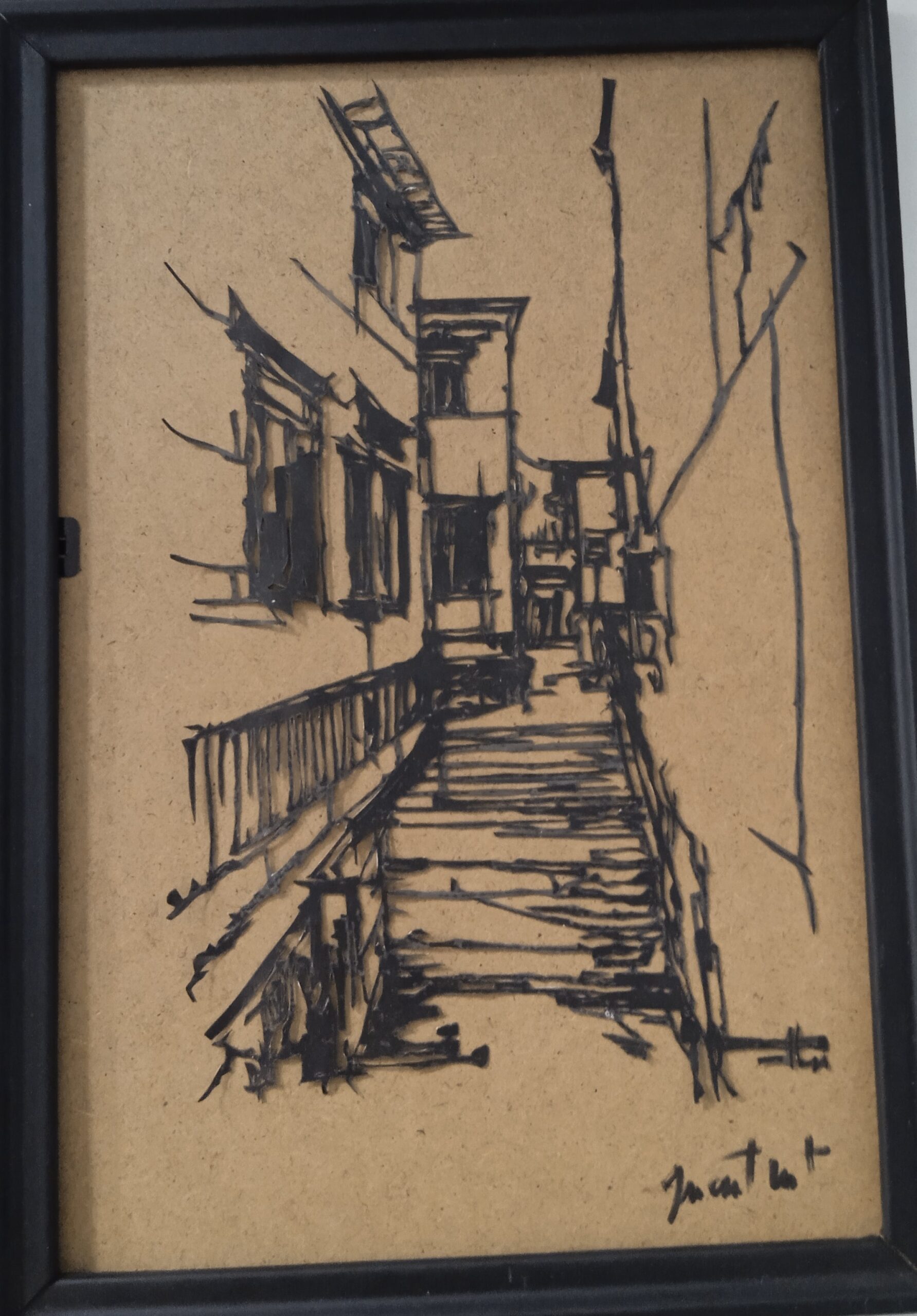 tableau d'une ruelle en papier découpé