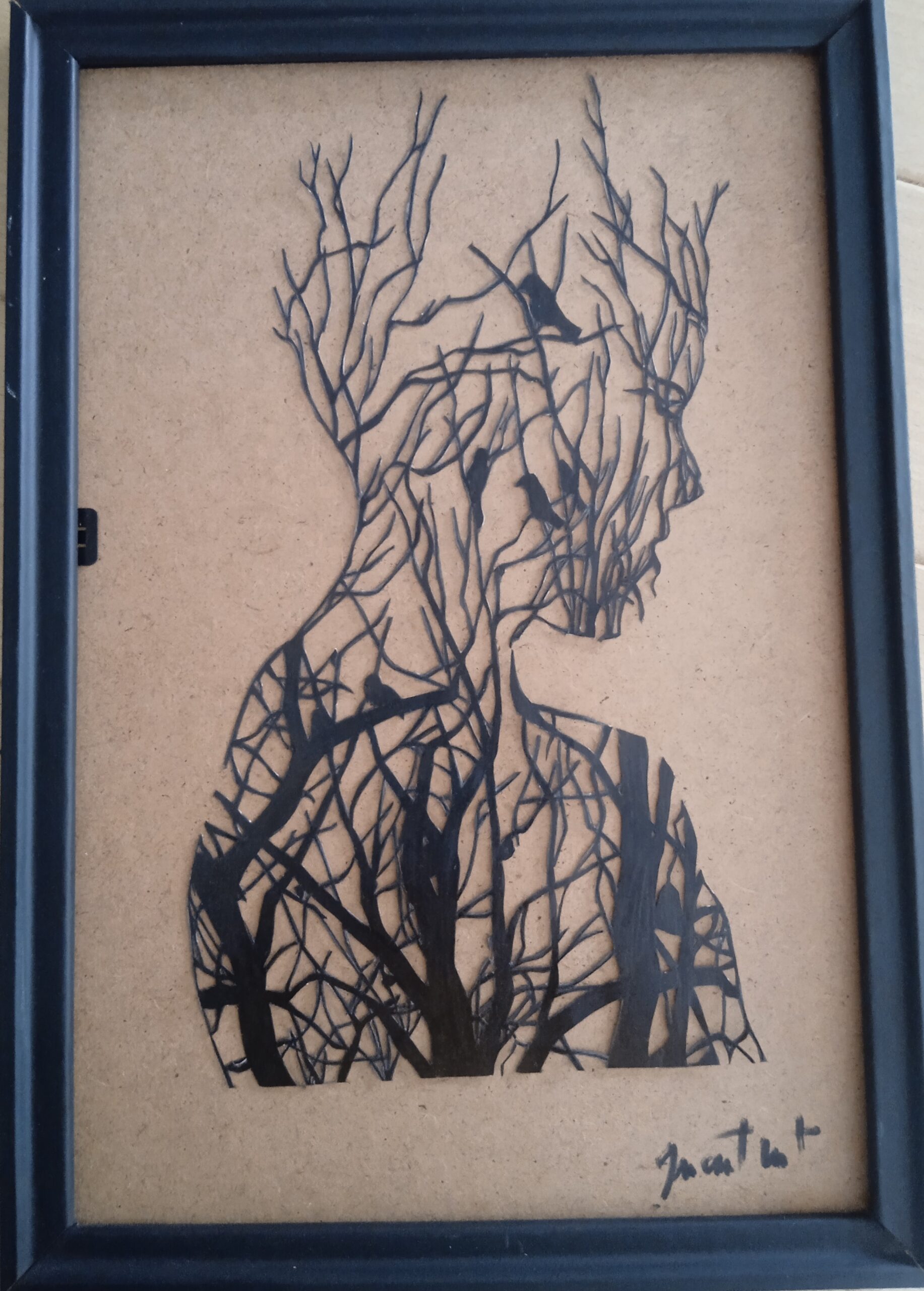 tableau d'un Portrait d’Arbre en papier découpé