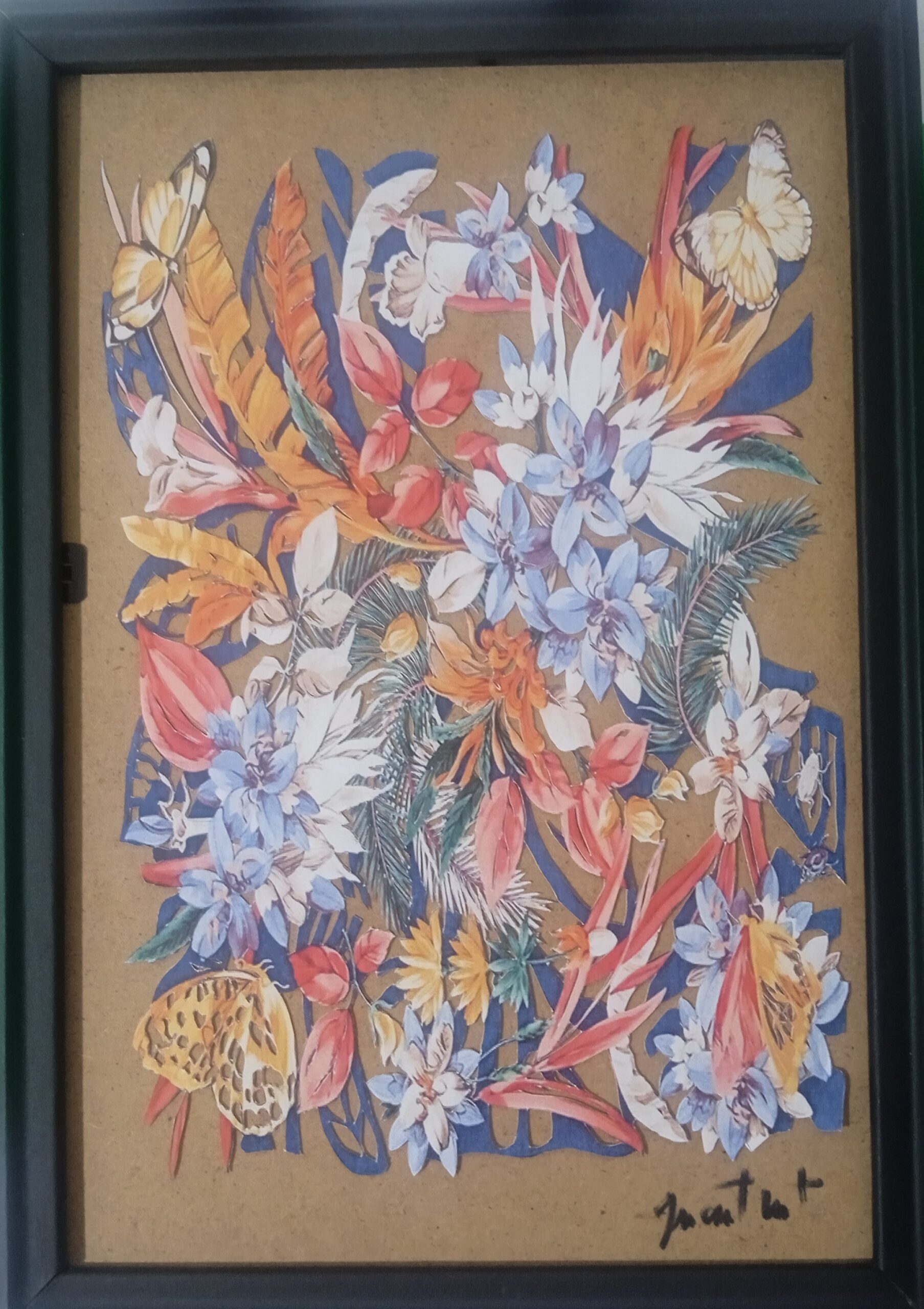 tableau d'un bouquet de fleur harmonieux en papier découpé