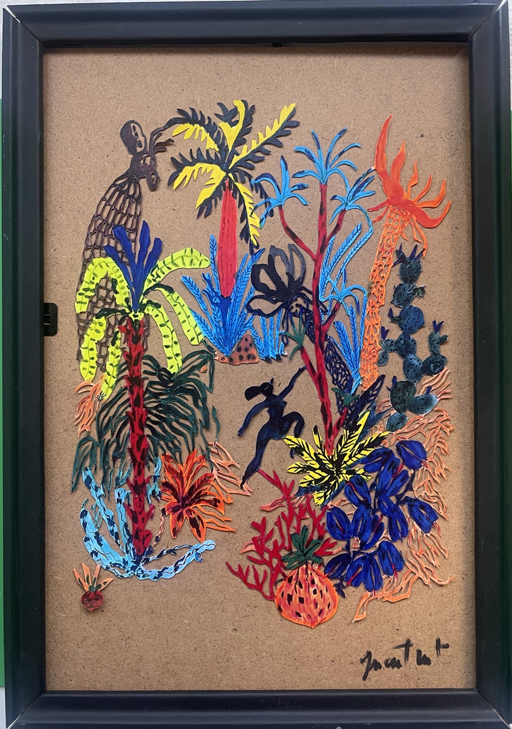 tableau d'une jungle exotique en papier découpé