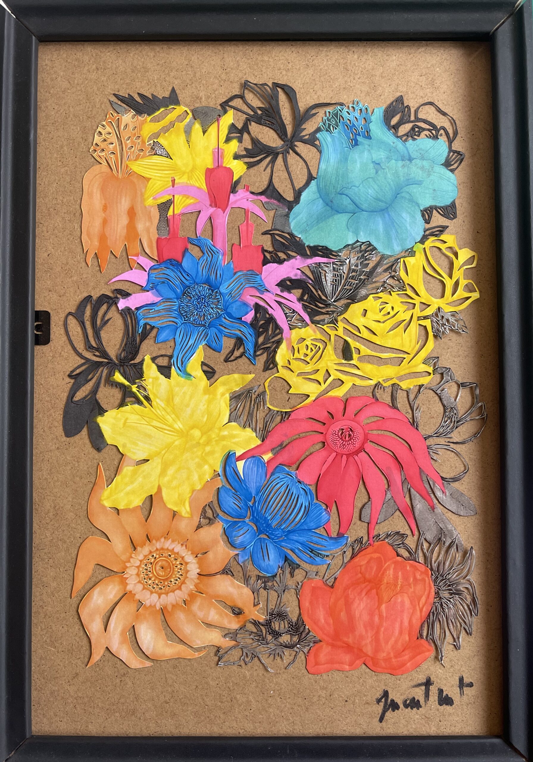 TABLEAU d'une Florilège botanique en papier découpé