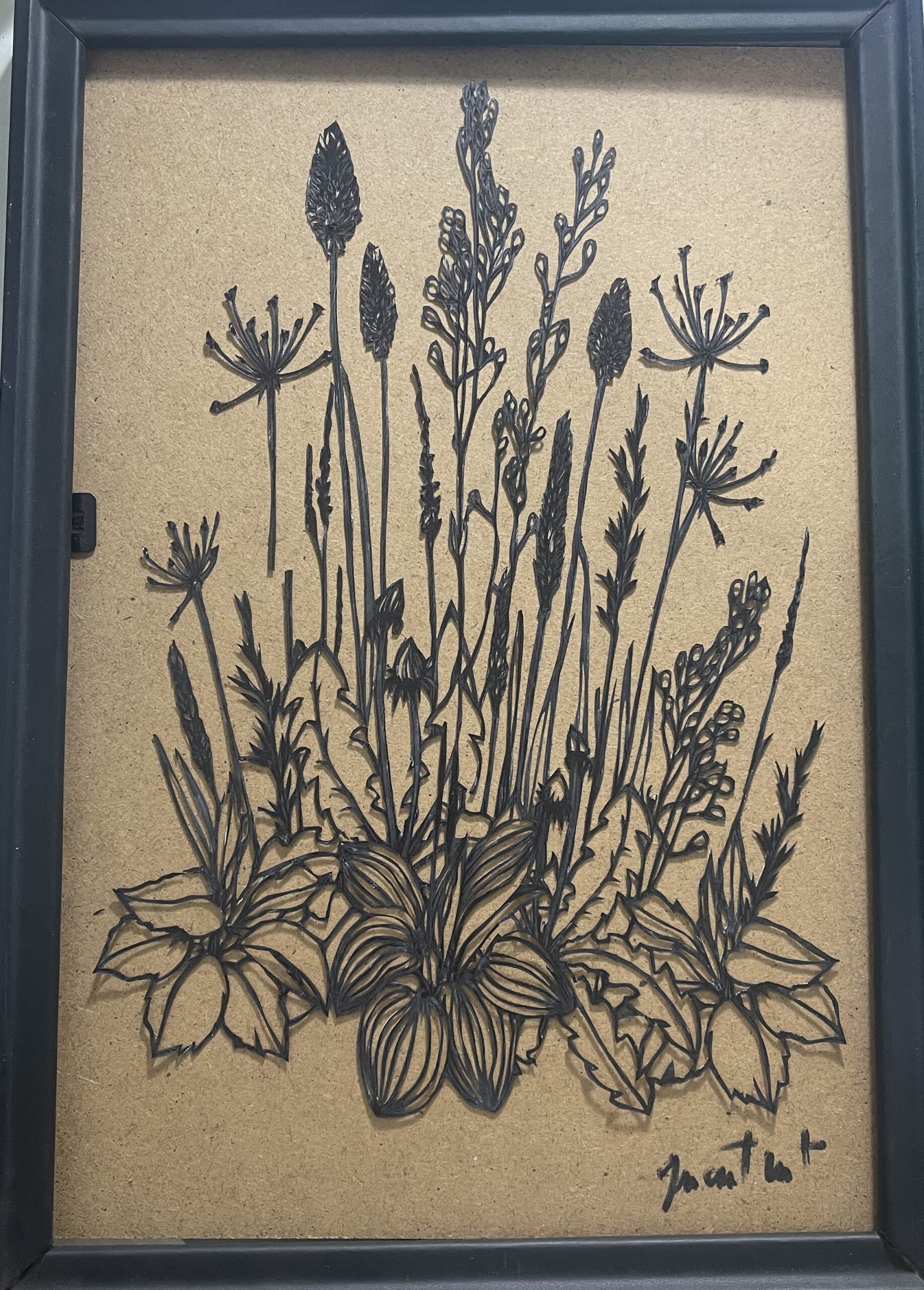 TABLEAU DE UN CHAMPS D HERBE EN PAPIER DECOUPE