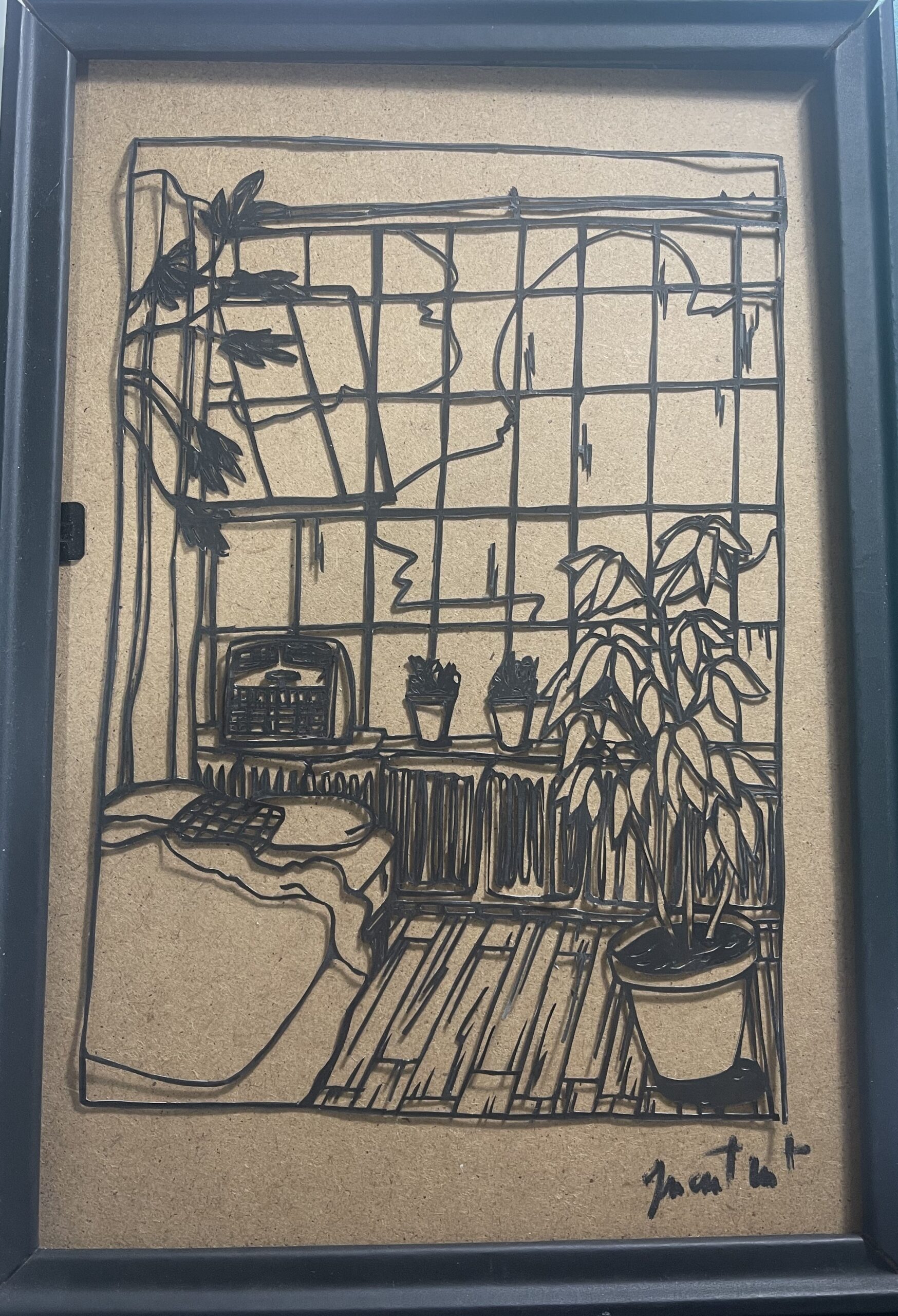 tableau d'une chambre découpé sur papier